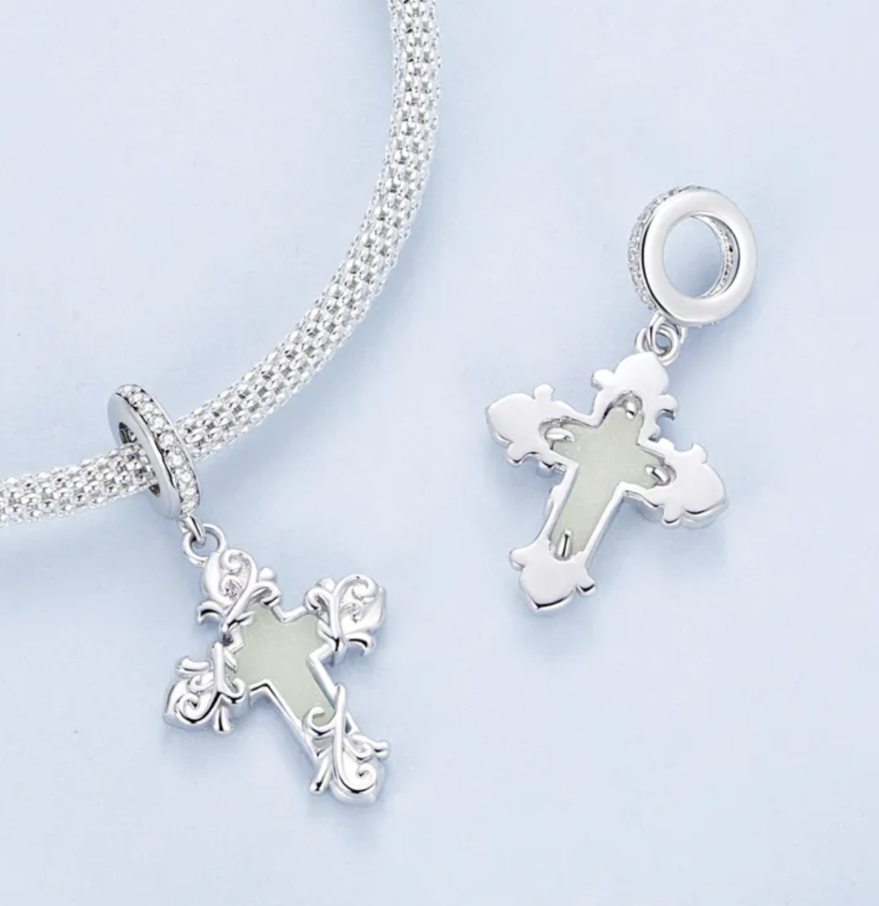 Luminous Sterling Silver Cross Pendant