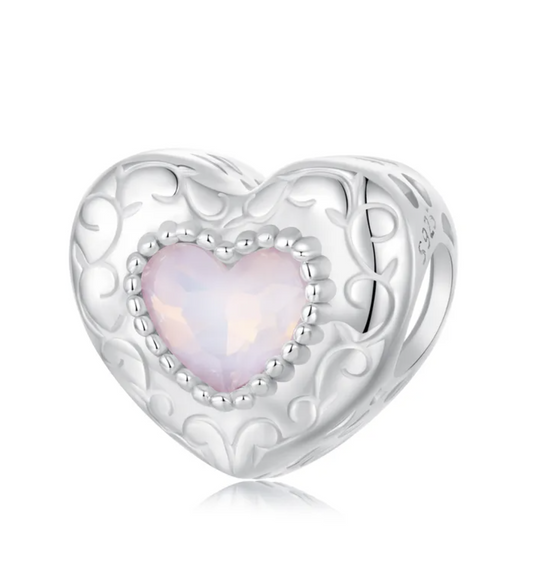 Romantic Sterling Silver Heart Charm