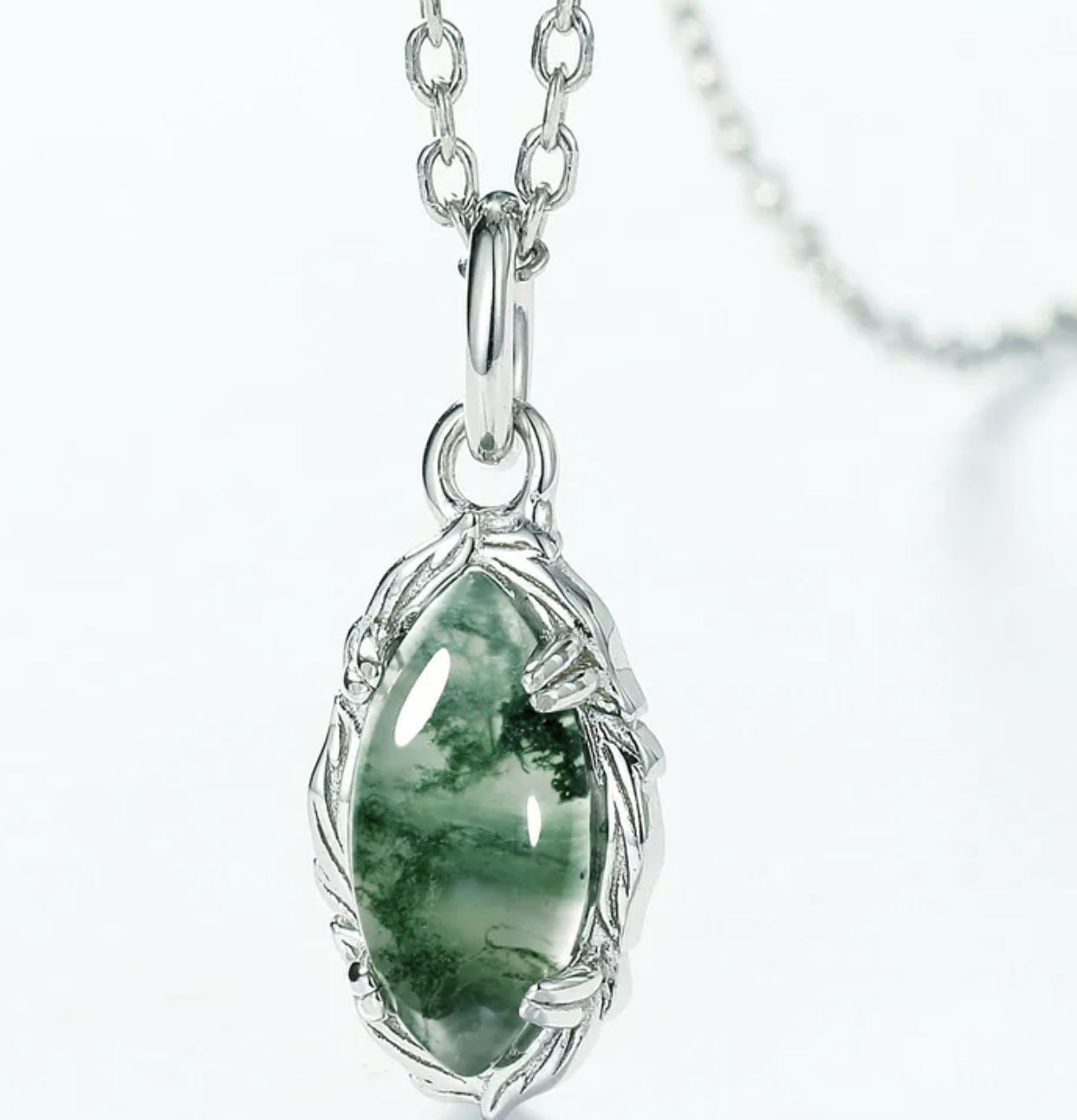 Moss Agate Silver Pendant