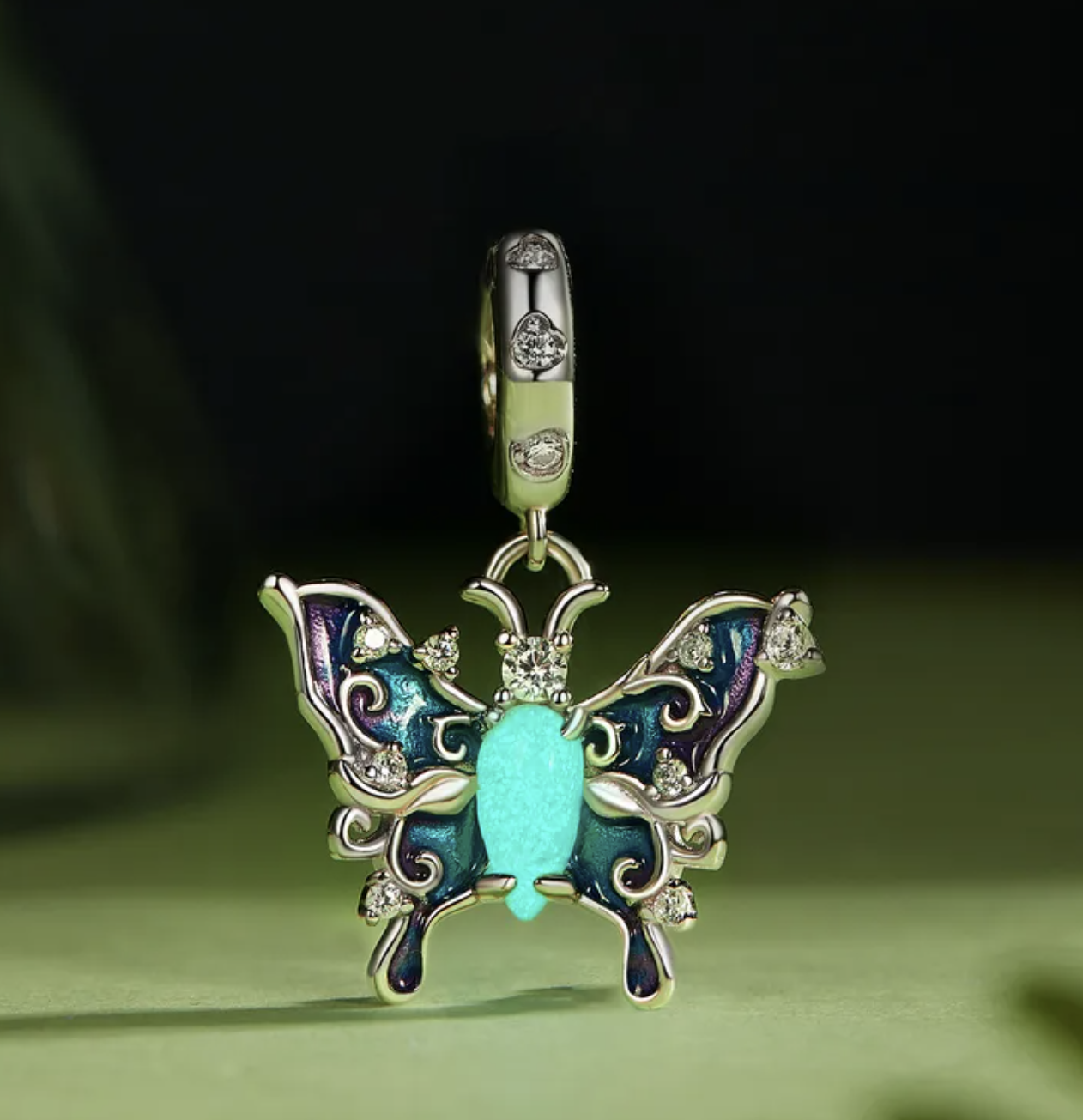 Luminous Butterfly Silver Pendant