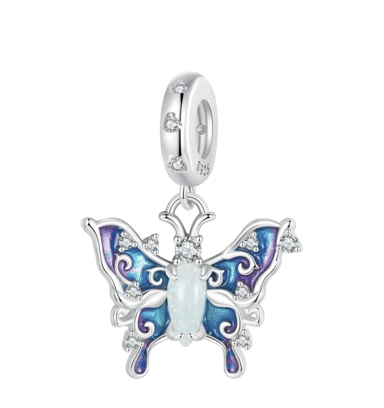 Luminous Butterfly Silver Pendant