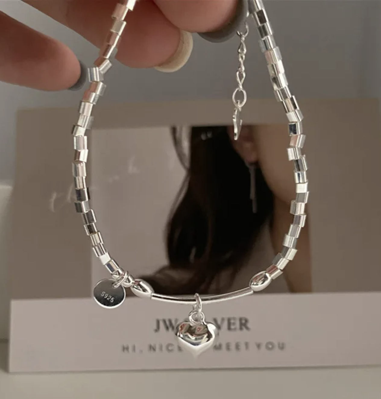 Sterling Silver Heart Charm Bracelet