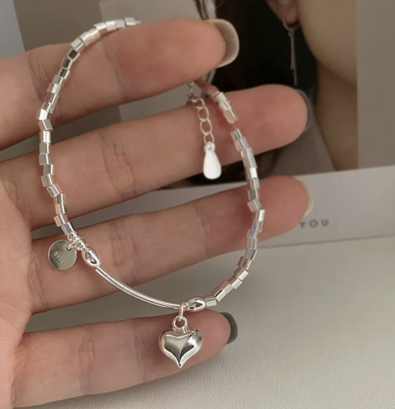 Sterling Silver Heart Charm Bracelet