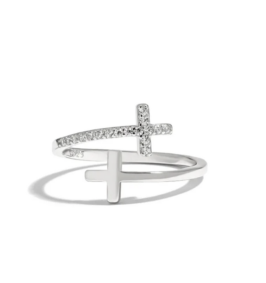 Elegant Silver Cross Ring